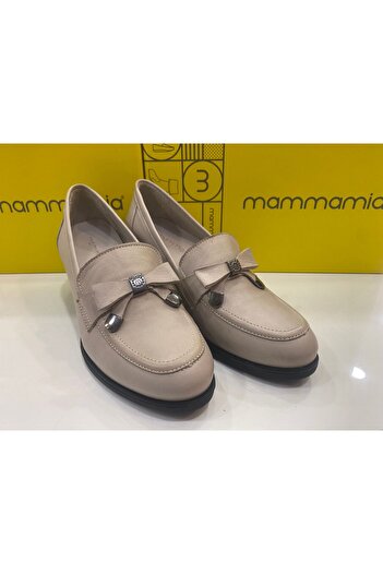 Mammamia Classic Genuine Leather Heeled Shoes - Bow Detail
