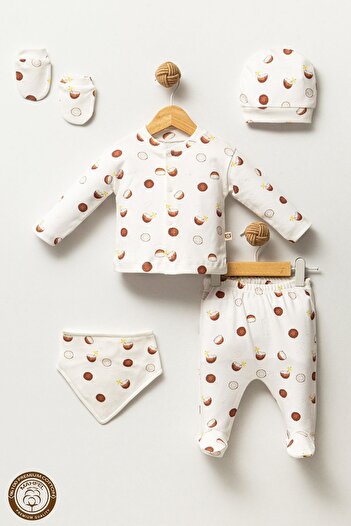 MAHFEL Coconut Themed Tropical 5-Piece Newborn Baby Hospital Discharge Set