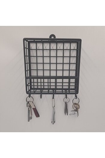 GO DEKOR New Model Cute Medium Size Wall Keychain Rack with 5 Hooks - 17x17x5