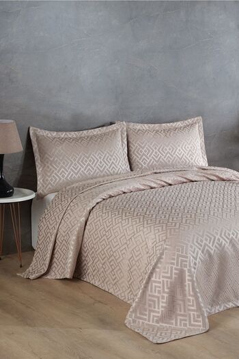 BİRHOME Estila Jacquard Chenille Double Bedspread (beige)
