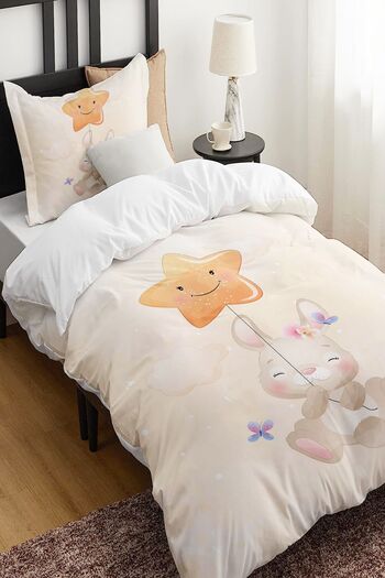 Else Dekor Starry Little Rabbit Patterned Single Children's Duvet Cover Set Without Sheets