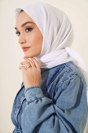 m moon scarf White Premium Bamboo Crochet Scarf