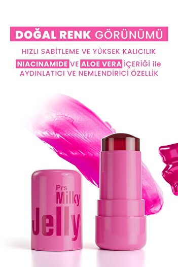 PROCSIN Milky Jelly Doğal Görünüm Dudak ve Yanak Renklendirici Allık Pembe (Pink) 5 GR