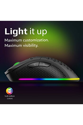 VERTUX Oyuncu Mouse Gamecharged Çift Mod Oyun Özel Led Işıklı 16.000 Dpı - Ammolıte