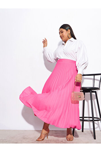 Sassafras By Styli Plus Accordion Pleated Maxi Skirt