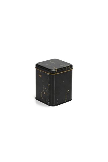 EVLE Ef022-50 Marble Black Patterned Square Metal Storage Container 11x11 Cm