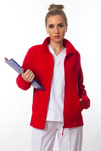 Simirna Üniforma Red Doctor Nurse Hospital Fleece Jacket