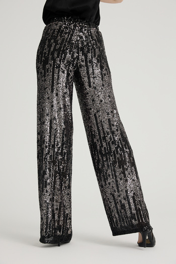 Dejabrew Jeans Plus Size Black Sequined Trousers - A014