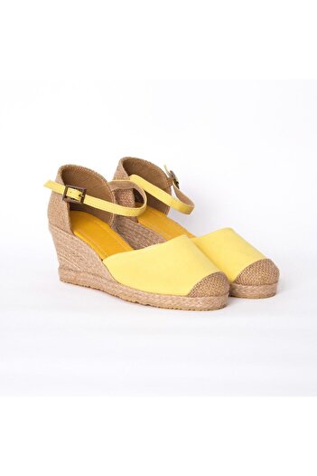 Star Tombis Yellow Linen Straw Espadrille - Real Handmade Toe, Handmade Heel Padding