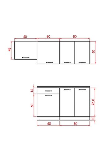 visasconcept 200 Cm Damla Hazır Mutfak Dolabı Aspiratör Modüllü Antrasit Ve Atlantik Çam (TEZGAH DAHİL)