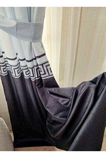Ardizayn Zincir , Dijital Baskılı, Kadife Kumaş, Salon, Yatak Odası Çift Kanat Fon Perde