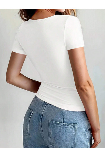 BukuriCO Women's Plain Stretchy Crop T-Shirt