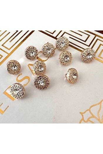 ODDA TASARIM ATÖLYESİ Big crystal stone gold metallized (plastic) shirt button with motif on the edges