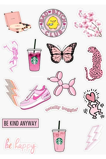 MiniPera Ms Major Selection Pink Themed Sticker Set Suitable for Phone and Computer Surfaces, 8746516546