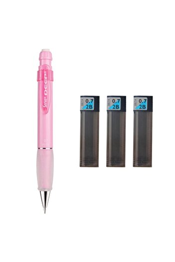 Serve Deep Mechanical Pencil Pastel Color 0.7 mm Candy Pink + Tombow 0.7 mm 2b Nib 3 Pieces