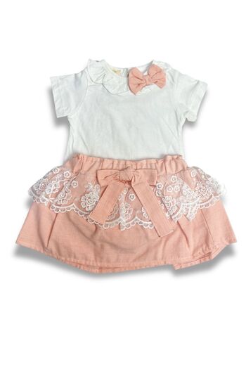 ADABEBEK Lace Bow Collar 2-Piece Set for Baby Girl