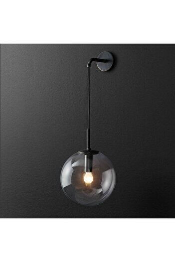 Fer Avize Cane Modern Design Living Room - Hall - Black Color Smoked Glass Wall Sconce
