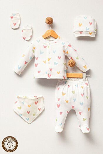 MAHFEL Cute Heart Patterned Baby Hospital Exit Set