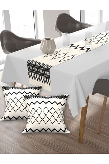 Ardizayn Authentic (Cream), Cotton Fabric, Balcony, Garden, Kitchen Runner and Set of 2 Throw Pillow Cases