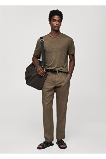 MANGO Man Slim Fit triko ze 100% lnu