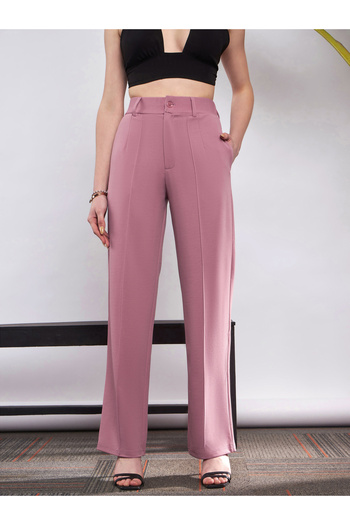 Sassafras By Styli Front Darted Knitted Straight Pants