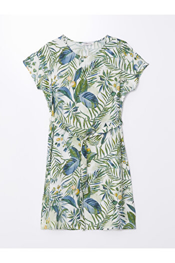 LC Waikiki Patterned Crew Neck Short Sleeve Women's Dress