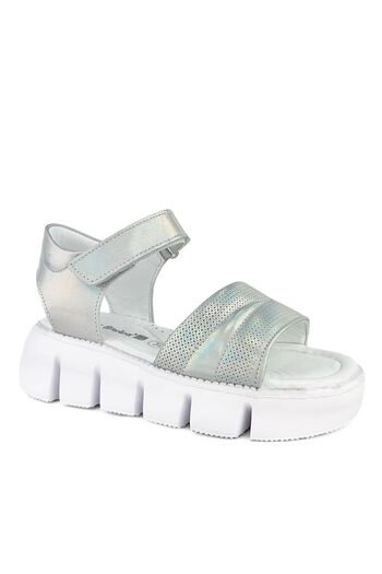 Cici Bebe Ayakkabı Silver Colored Genuine Leather Girls' Sandals