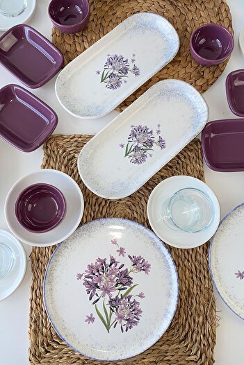 Keramika Blue Lily 48 Parça 12 Kişilik Kahvaltı Takımı