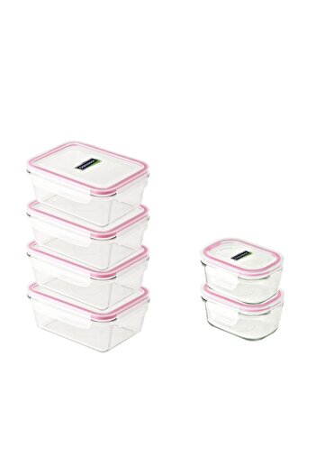 Glasslock Advantageous Pack of 6 Rectangular Glass Breakfast Set Lockable Leakproof Lids