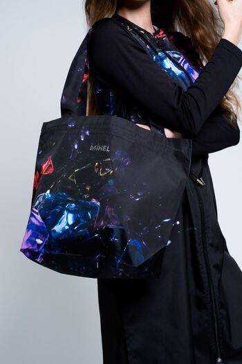 Minel Women's Print Patterned Black Beach Bag Mnl-3143ç