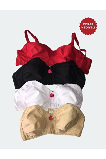 Liza Women's Non-Supported Sponge-Free Wire-Free Gathering Bra Pack of 4
