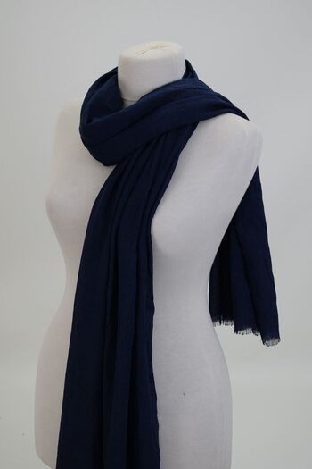 Miabella Home Bamboo Shawl Cotton Non-Ironing 4 Seasons Tulle Non-Stick Anti-Sweat Shawl Navy Blue