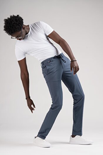 Ecer Καλοκαιρινό ύφασμα Slimfit Seersucker - Half Elastic Jogger Παντελόνι