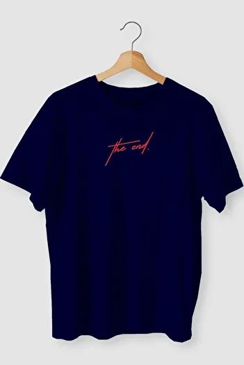Pasage Griland Oversize The End Printed Navy Blue Tshirt