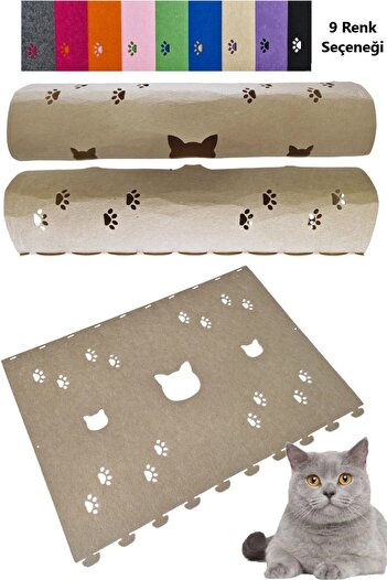 Next Craft 1.Quality 3mm Cat Tunnel Toy - 9 Color Options, 98 cm Cat and Paw Figure