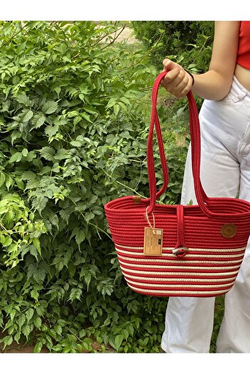 ModaCardin Beach and Shoulder Bag - Jute Straw Look Handbag
