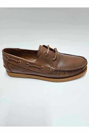 TRİA POLO GENUINE Leather Tan Flexible and Lightweight Men's Shoes - Lace-up