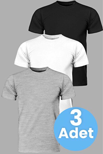 Tezzgelsin Men's Cotton 3-Piece Undershirt - Crew Neck