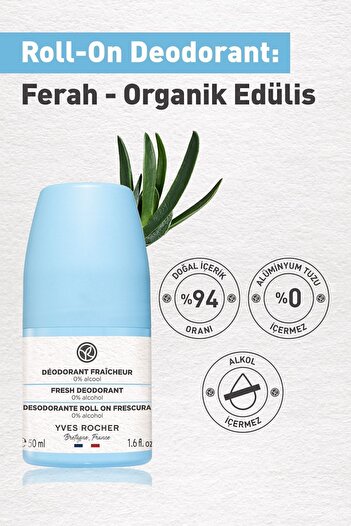 Yves Rocher Unisex Roll-on Deodorant: Organik Edülis- 50 Ml-6313