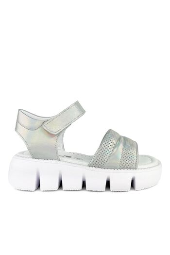 Cici Bebe Ayakkabı Silver Colored Genuine Leather Girls' Sandals