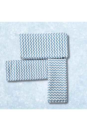 CzyLife Blue Zigzag 100% Cotton Ranforce Sheet Set