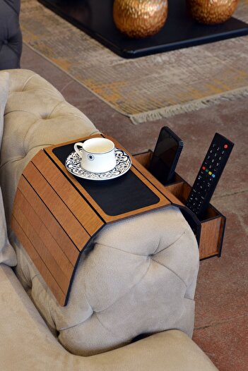 ARKITEKT EX MDF Kolçak Sehpası Kumandalık Organizer – Telefon ve Kumanda Tutucu Bardak Altlığı Sehpa