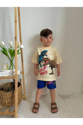 CANDA Dinosaur Patterned Top and Bottom Set