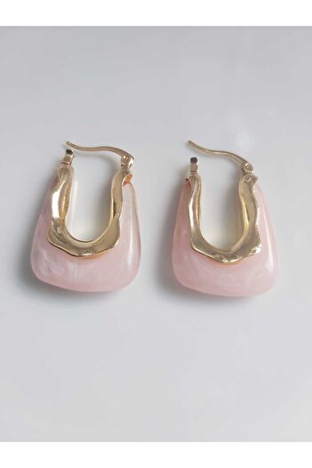 DEVİ fashion Enamel Pink Bag - Hoop Earrings