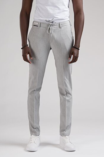 Ecer Ριγέ Slimfit Summer Jogger Παντελόνι - Μισή λαστιχένια μέση, λεπτομέρεια από νήματα