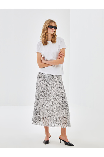 LC Waikiki Patterned Chiffon Women's Skirt - Elastic Waist