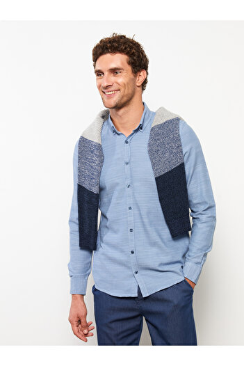 LC Waikiki Ανδρικό πουκάμισο - Slim Fit, Μακρυμάνικο, Dobby