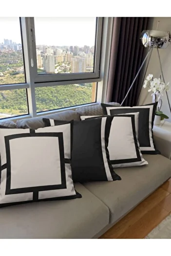 Ardizayn Modern - (BEIGE - BLACK) Velvet Fabric 4-Piece Throw Pillow Case - Double-Sided Print