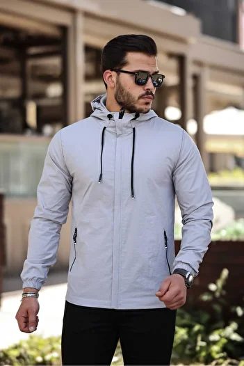 Rompasso Men's and Women's Gray Waterproof Crinkle Jacket - Incep Hooded, Summer and Spring Seasonal