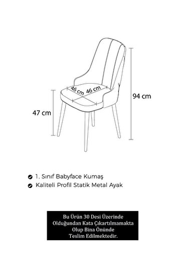 Canisa Newa Serisi, 1.sınıf Babyface Kumaş Kahve Metal Ayaklı Gümüş Halkalı, 4 Adet Gri Sandalye